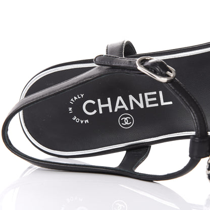 Chanel Lambskin CC Chain Thong Sandals 41 Black 7 of 8