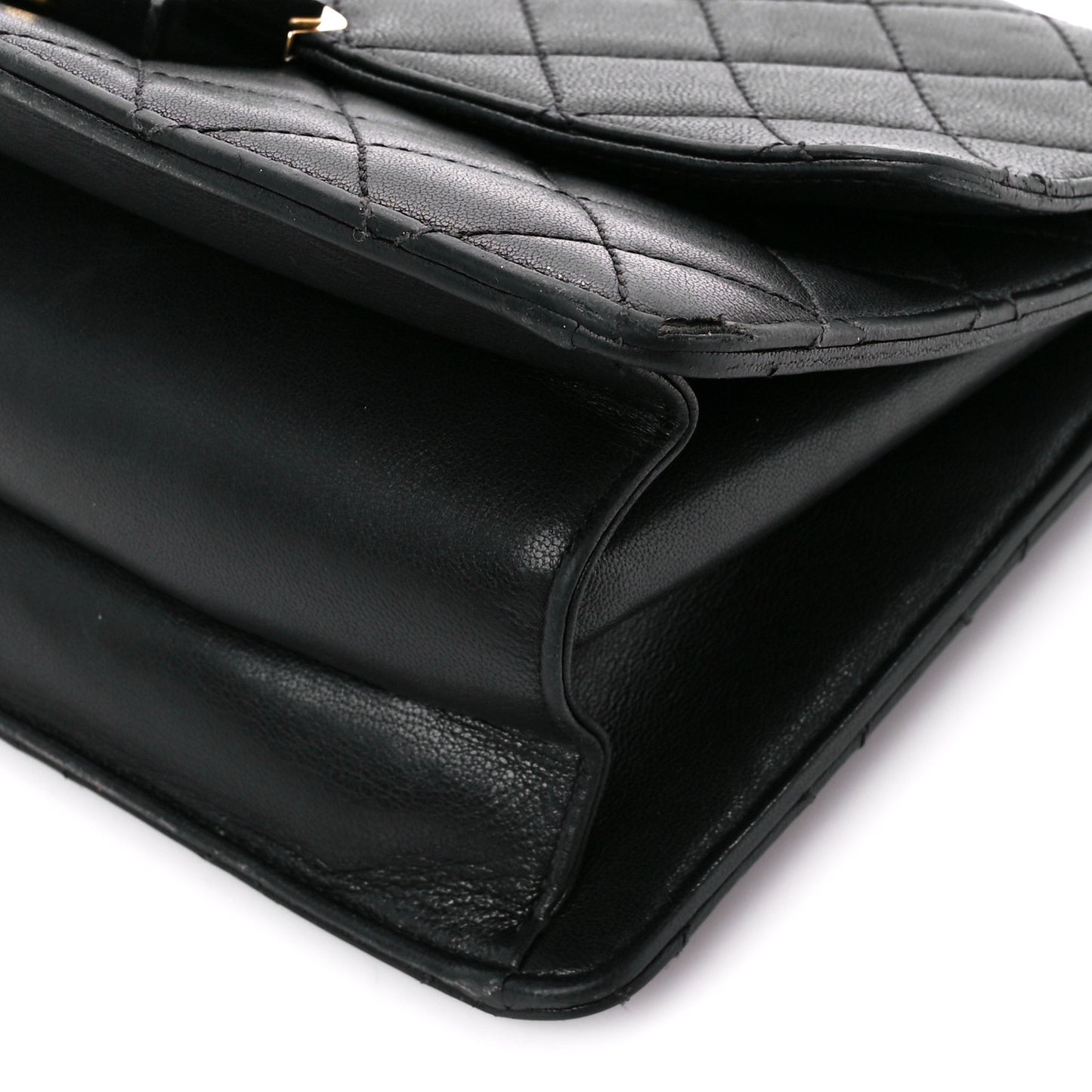 Sheepskin Quilted Large Beauty Lock Flap Black
