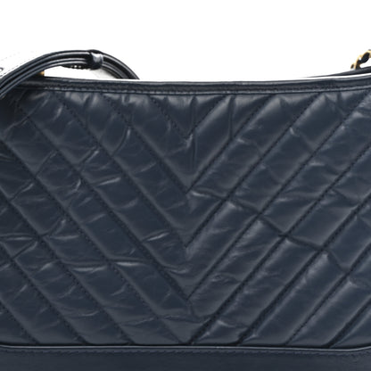 Chanel Aged Calfskin Chevron Quilted Medium Gabrielle Hobo Blue 8 of 10