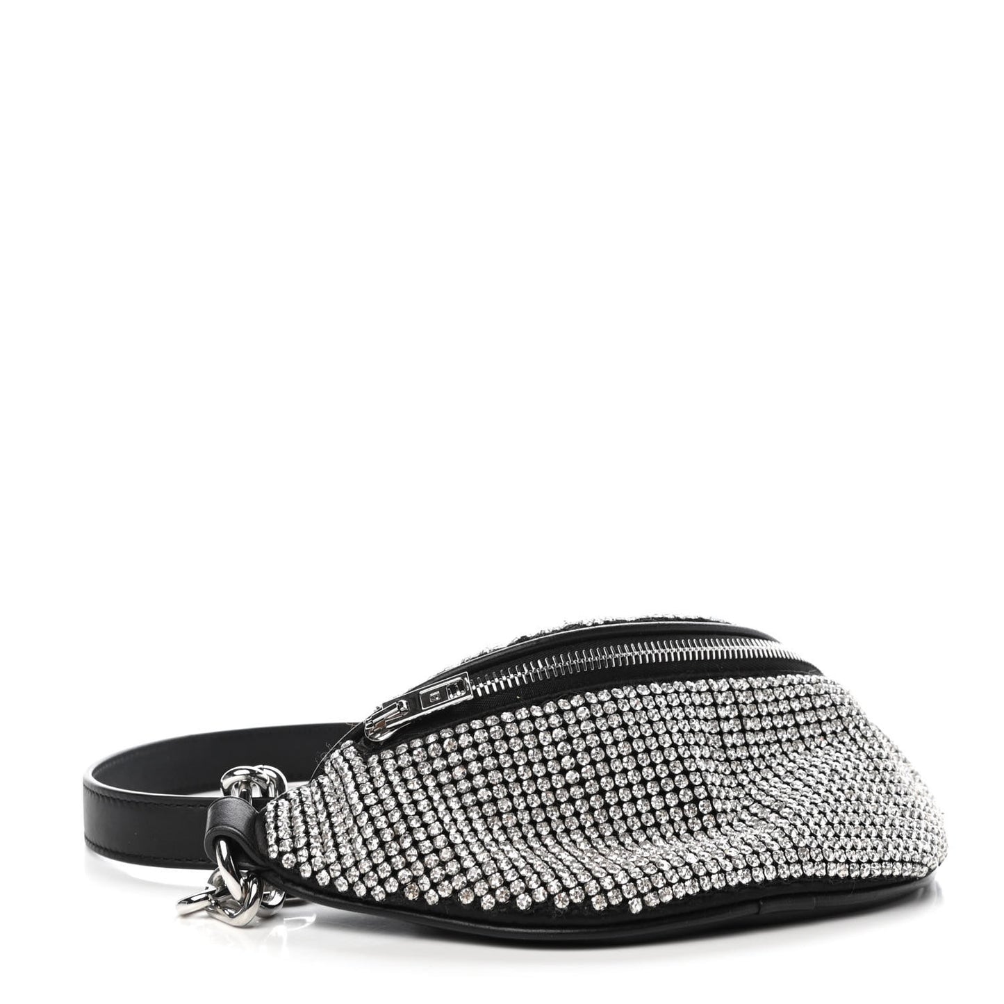 Rhinestone Mesh Mini Attica Belt Bag Black