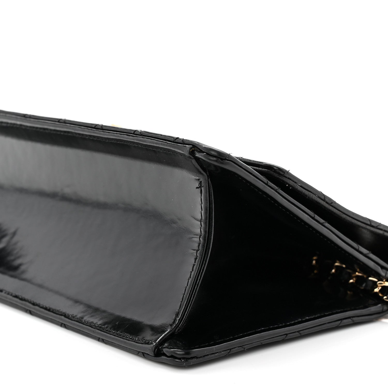 Chanel Patent Calfskin Quilted East West Flap Shoulder Bag Black 10 of 12
