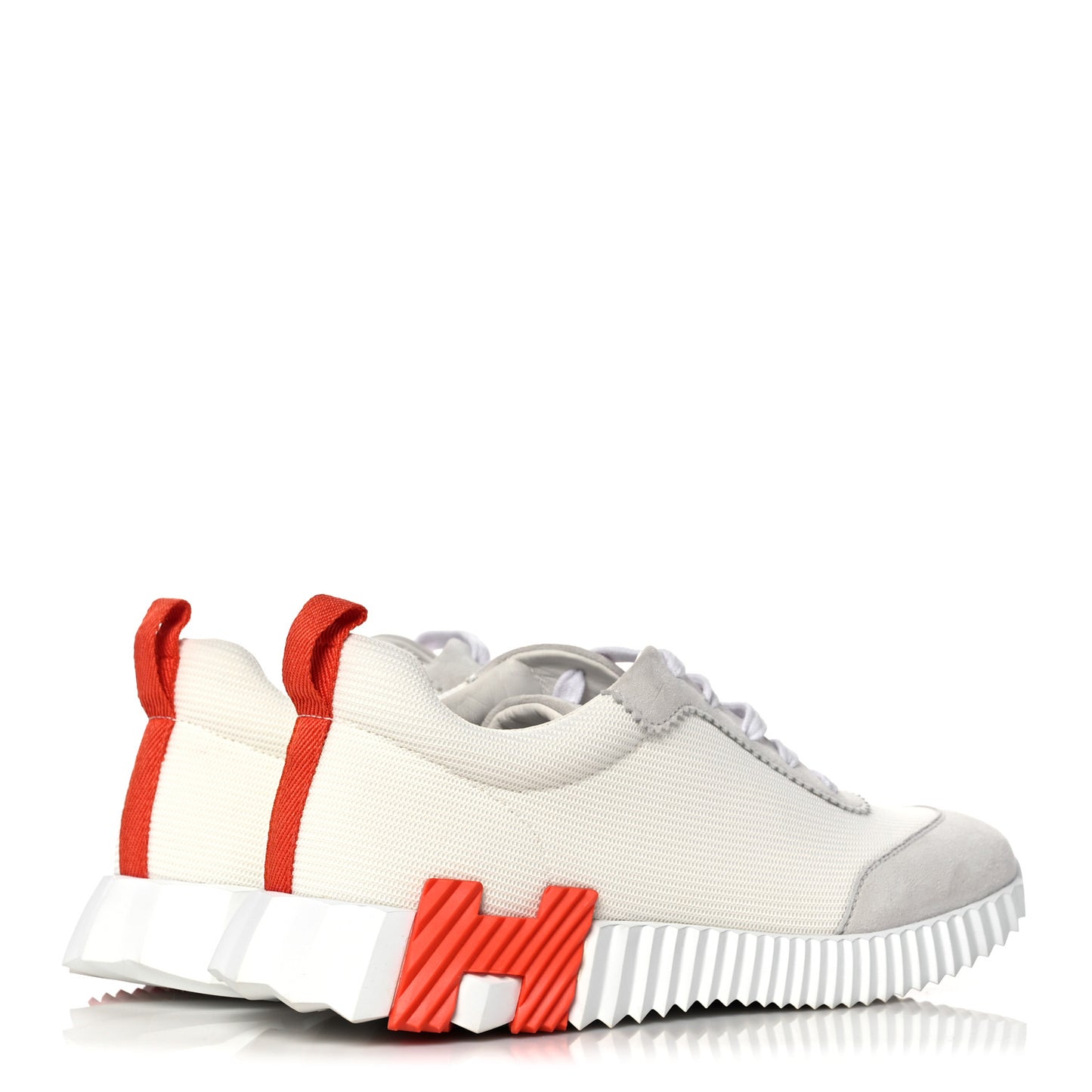Technical Canvas Suede Goatskin Bouncing Sneakers 40 White Orange