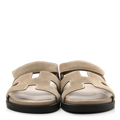 Hermes Suede Goatskin Chaine d'Ancre Womens Chypre Sandals 37.5 Beige Sable 2 of 8