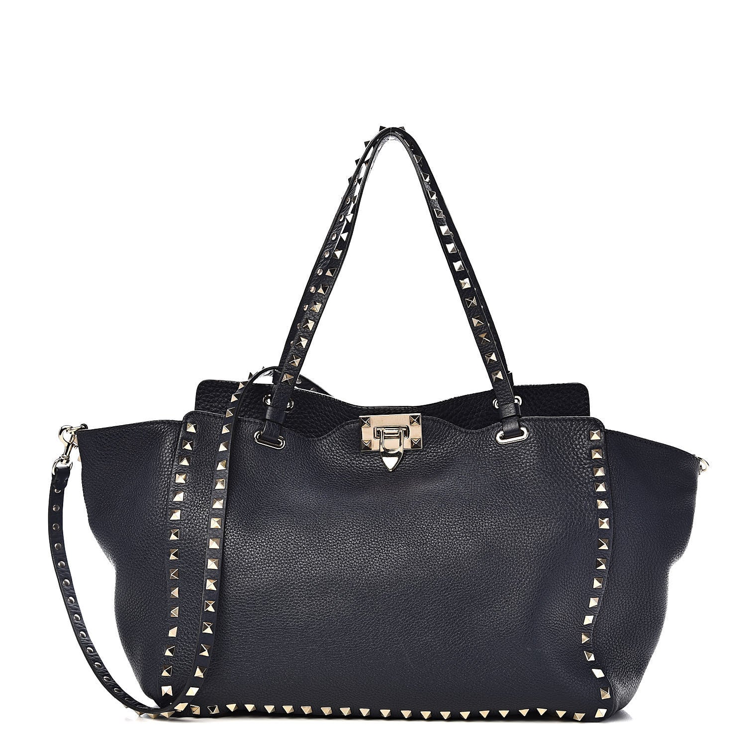 Valentino Garavani Pebbled Calfskin Medium Rockstud Tote Marine 1 of 12