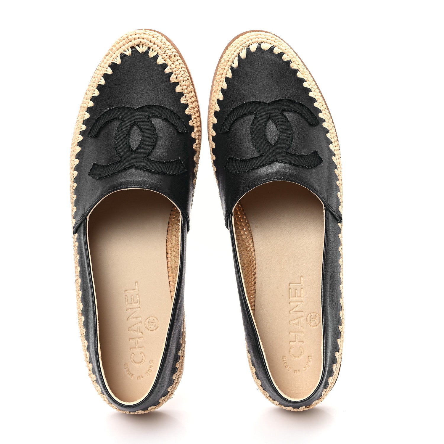 Chanel Lambskin Grosgrain Espadrilles 39 Navy Black 2 of 10
