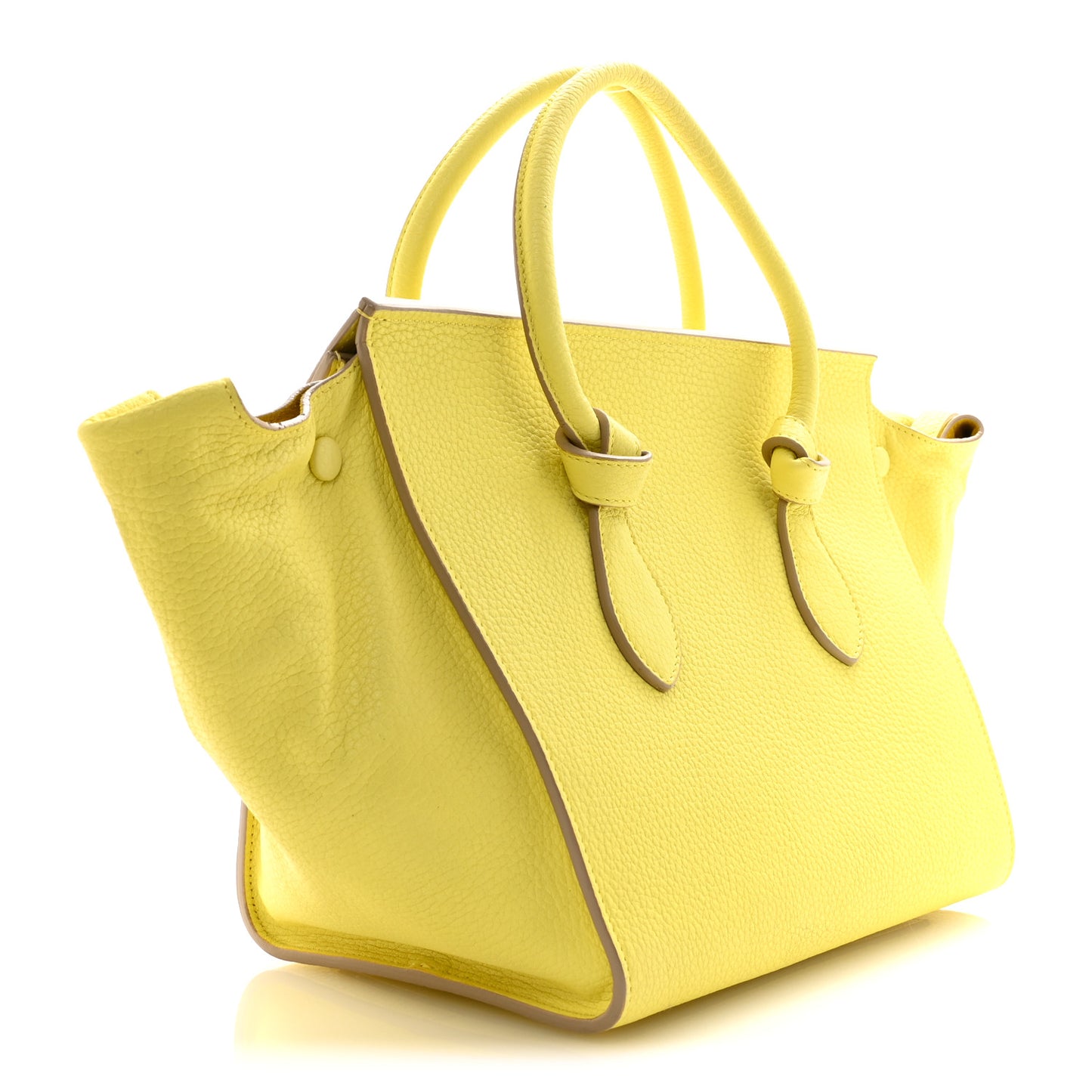Crisped Calfskin Mini Tie Knot Tote Fluo Yellow