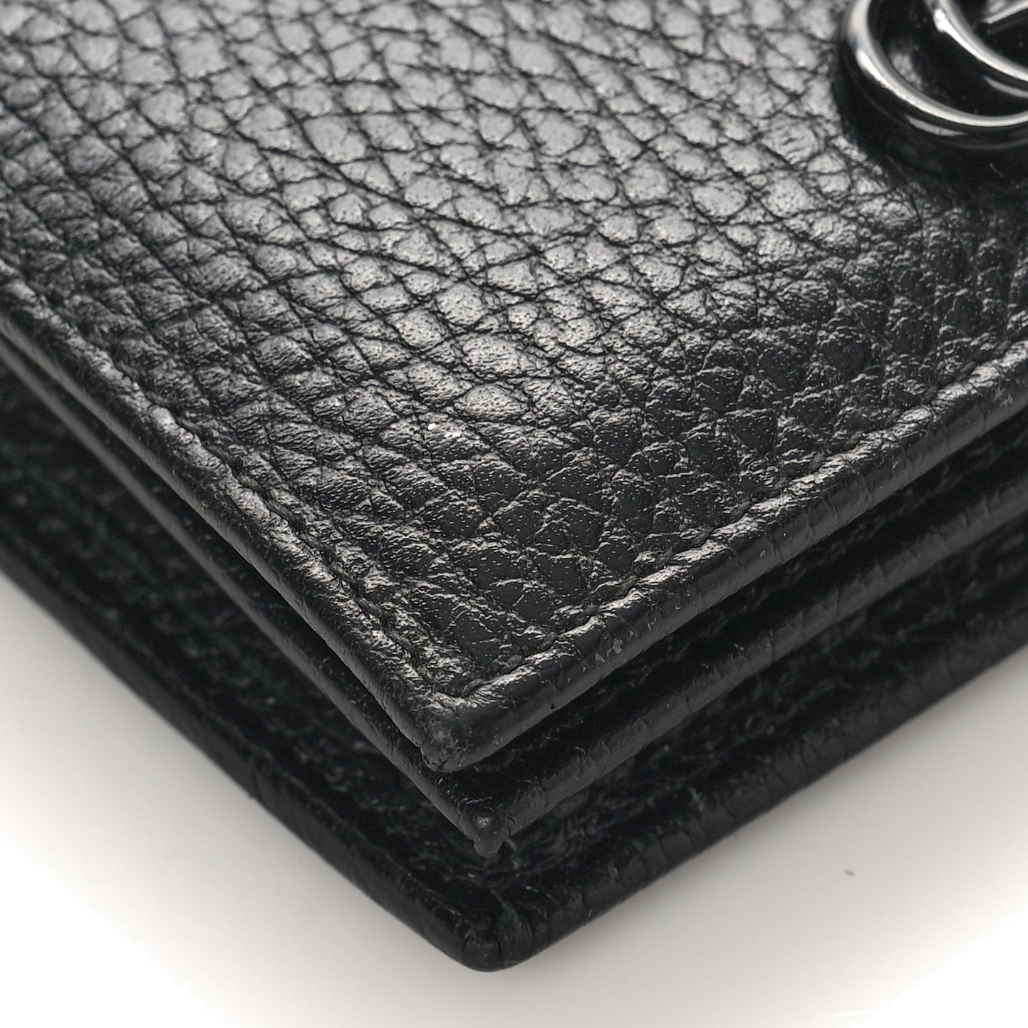 Dollar Calfskin Enamel Monochrome GG Marmont Card Case Black