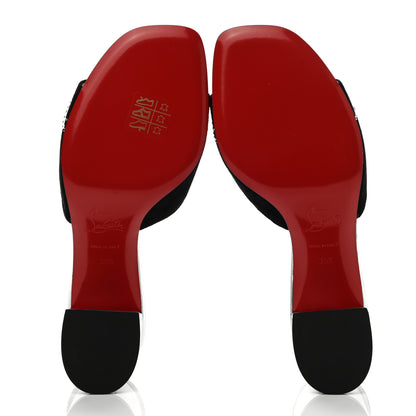 Christian Louboutin Veau Velours Specchio Dear Home 55 Slide Sandals 35.5 Black Crystal 6 of 9