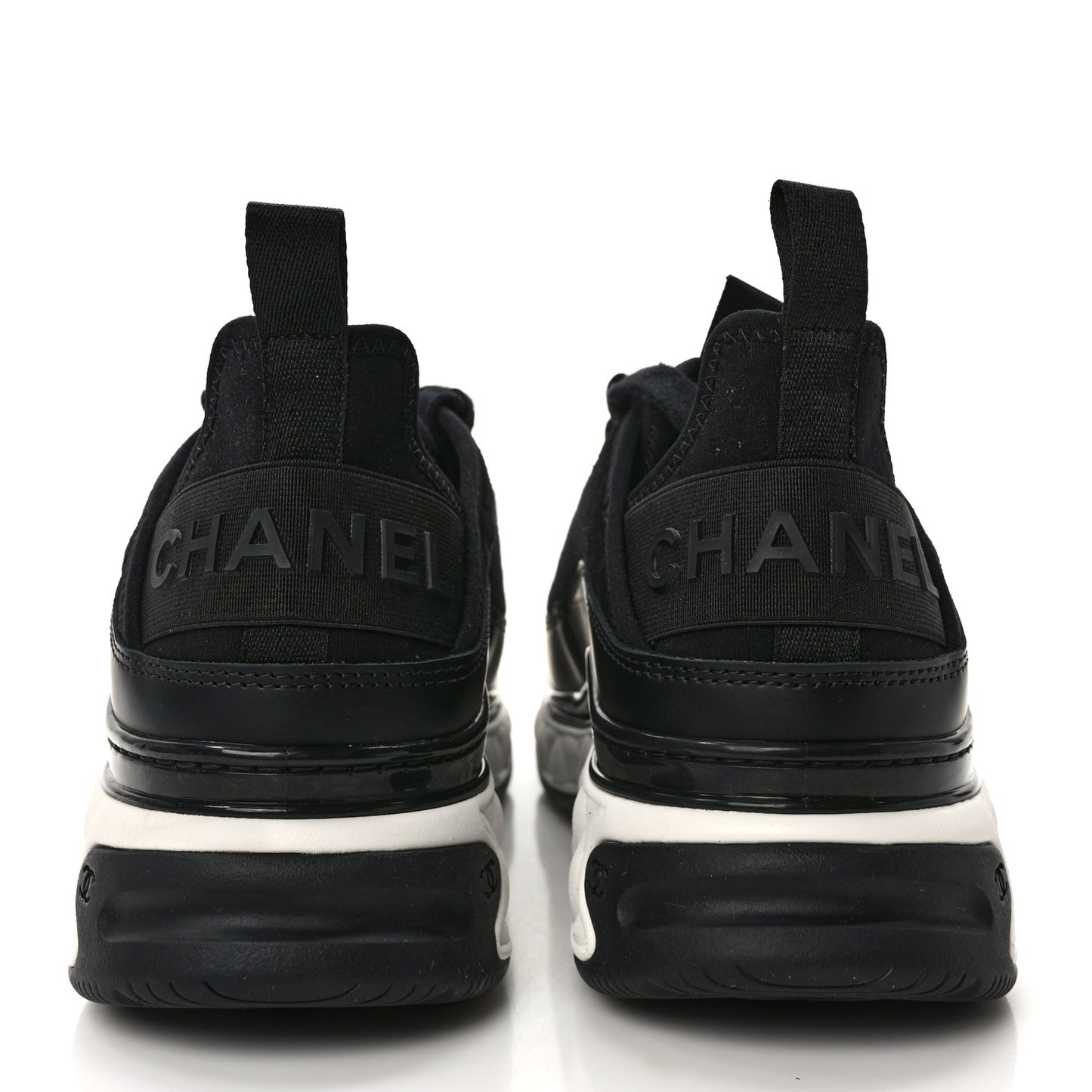 Velvet Calfskin Mixed Fibers CC Sneakers 37 Black