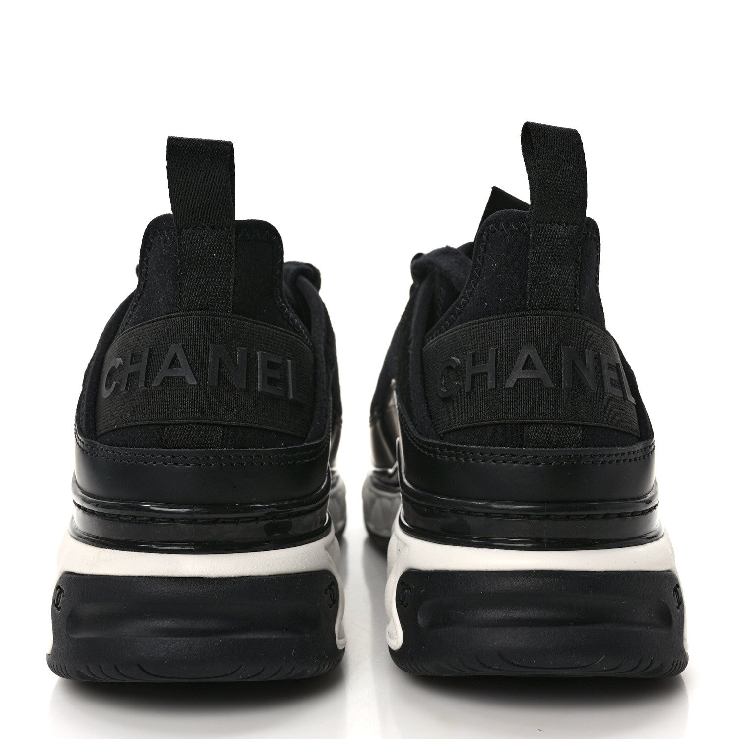 Chanel Velvet Calfskin Mixed Fibers CC Sneakers 37 Black 6 of 10