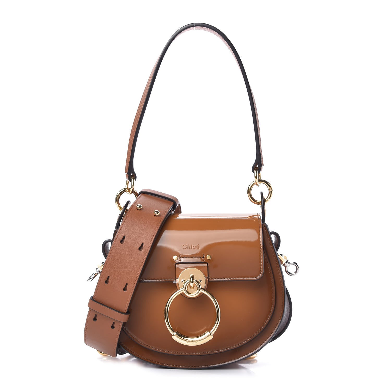 Chloe Patent Calfskin Small Tess Bag Caramel 1 of 11