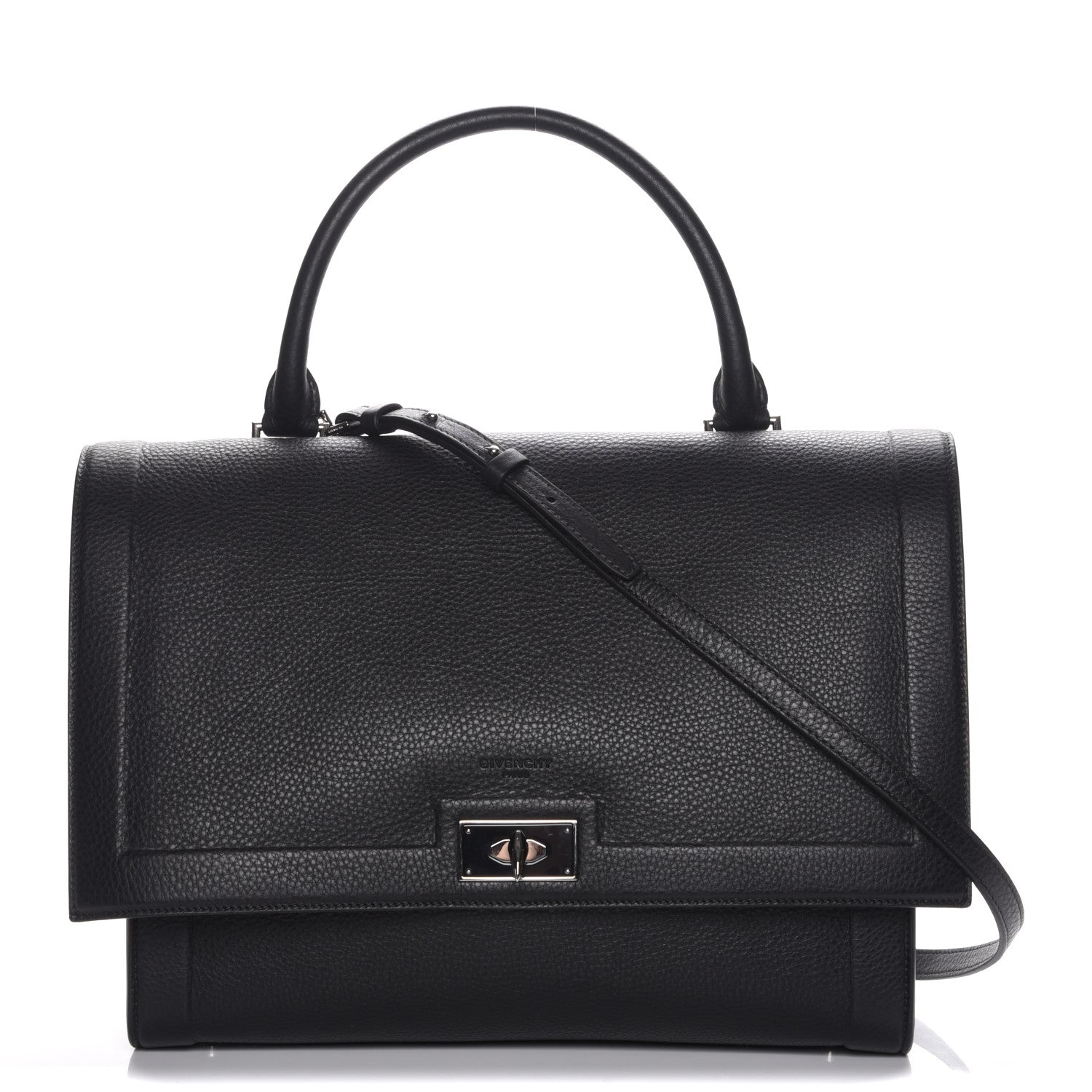 Givenchy Grained Calfskin Medium Shark Lock Satchel Black 1 of 8