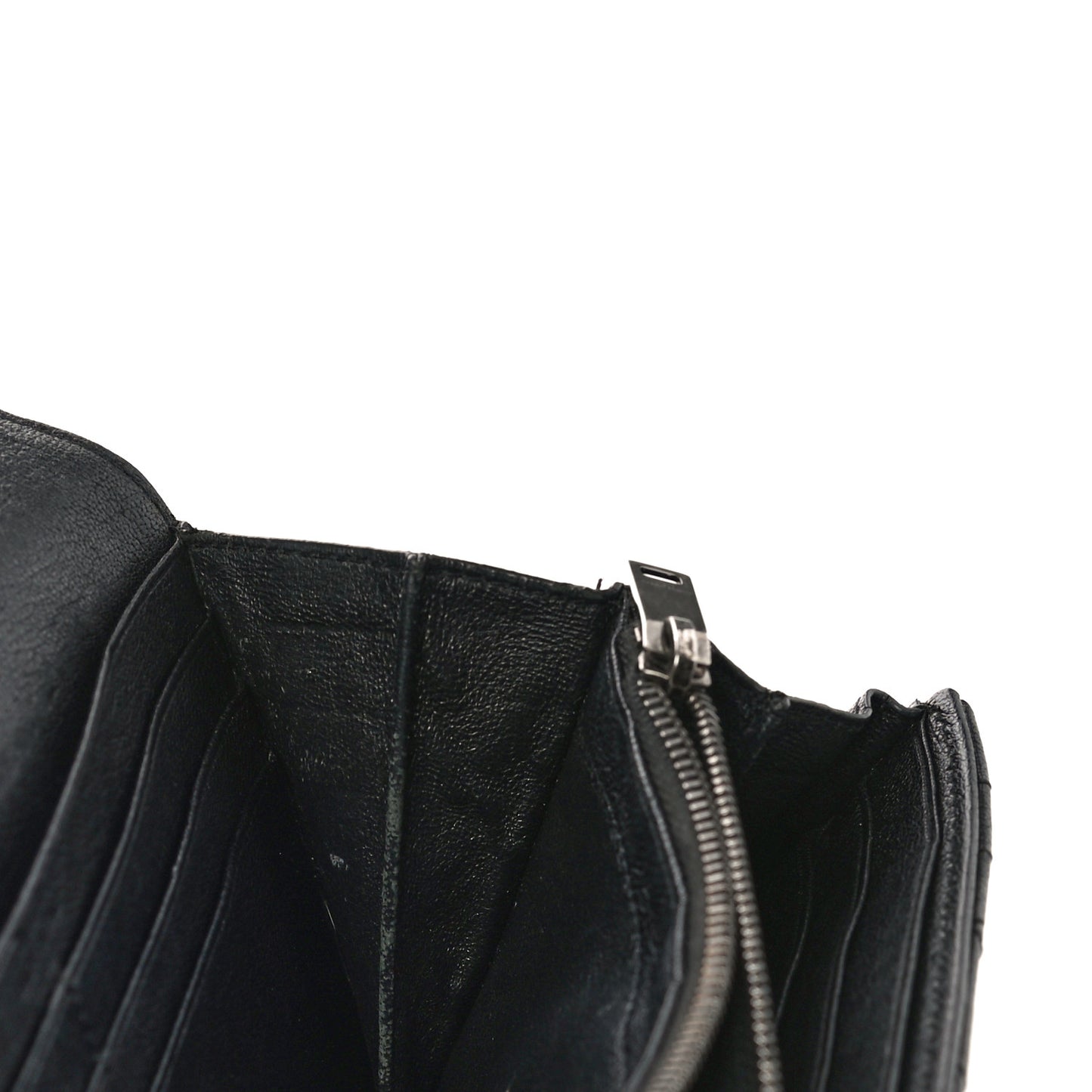 Lambskin Mixed Matelasse Quilted Large Monogram Envelope Wallet Black