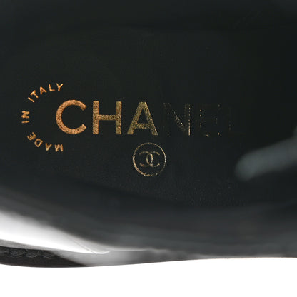 Chanel Shiny Calfskin Quilted Lace Up Combat Boots 37.5 Black 6 of 9