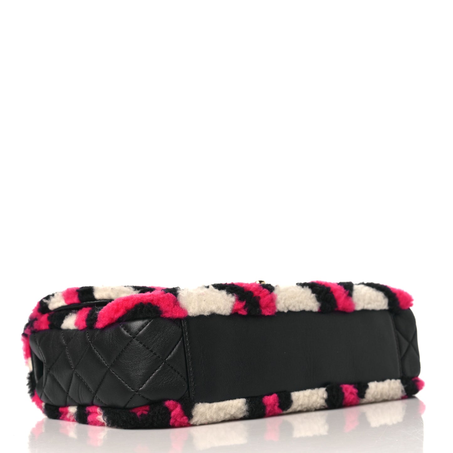 Lambskin Shearling Medium Flap Fuchsia Navy
