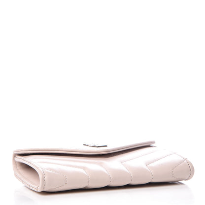 Saint Laurent Nappa Matelasse Chevron Small Monogram Envelope Wallet Nude Powder 4 of 8