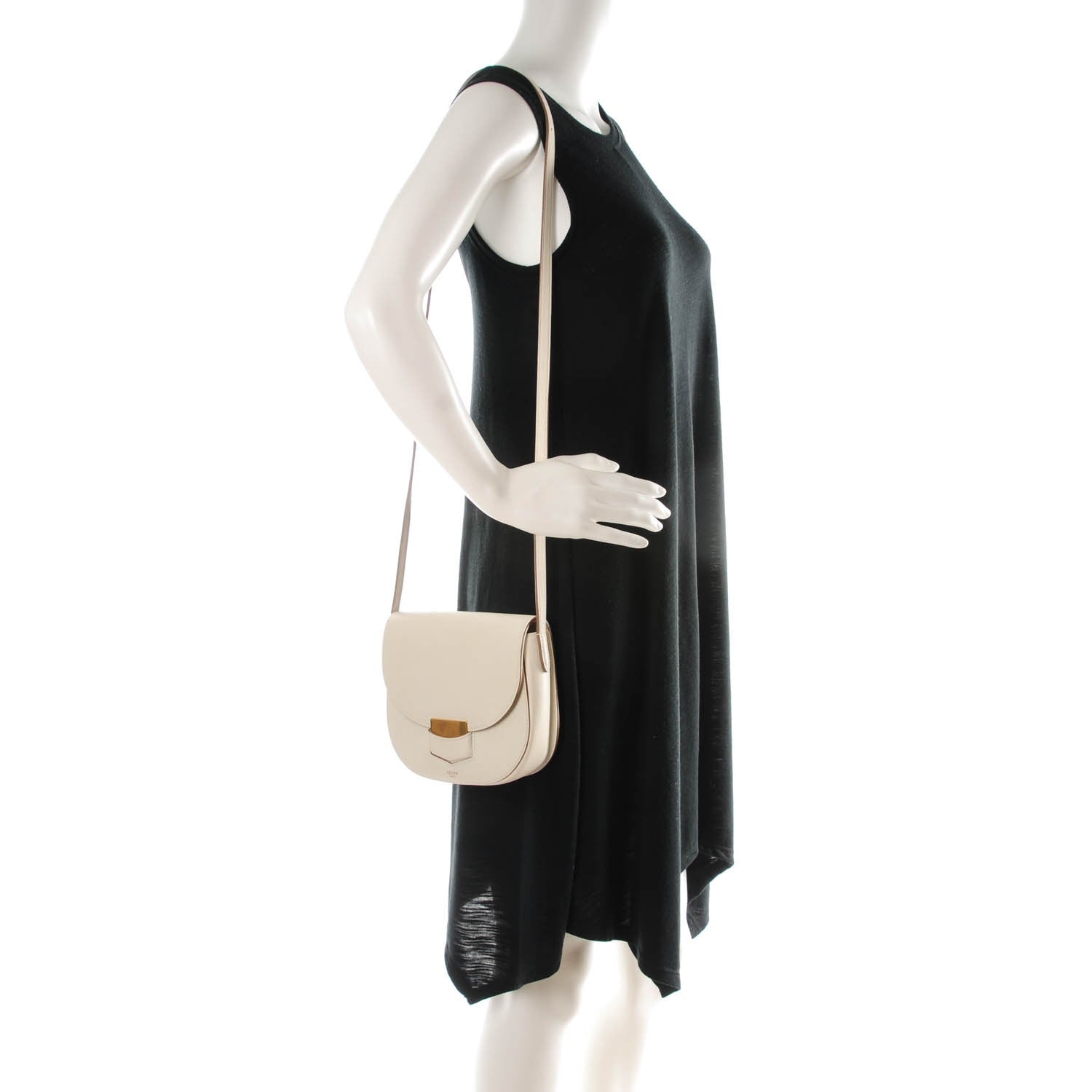 Celine Grained Calfskin Small Trotteur White 2 of 8