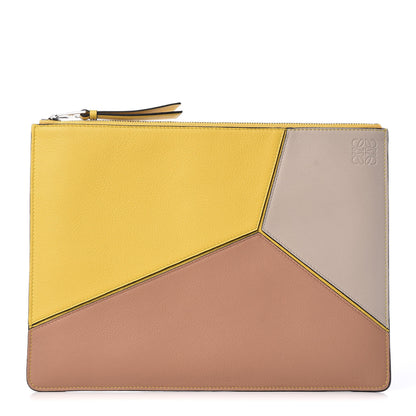 Loewe Calfskin Medium Puzzle Flat Pouch Yellow 1 of 9