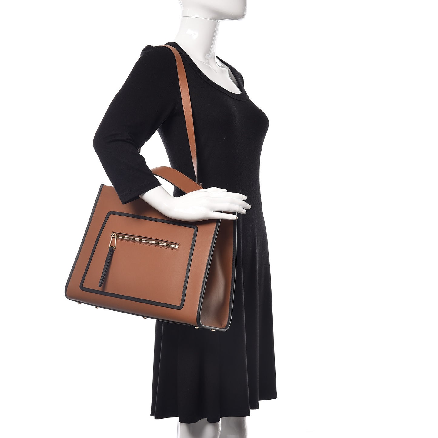 Vitello Century Opaco F is Fendi Bi-Color Regular Runaway Satchel Corteccia Black