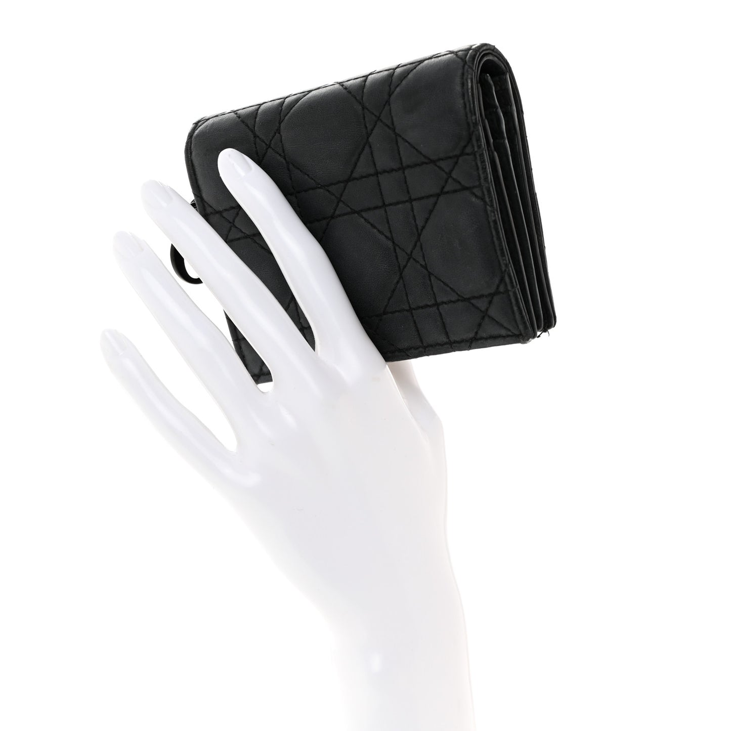 Ultra Matte Calfskin Small Lady Dior Flap Card Holder Black