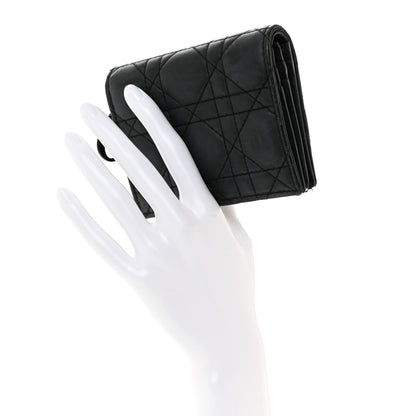 Christian Dior Ultra Matte Calfskin Small Lady Dior Flap Card Holder Black 2 of 8