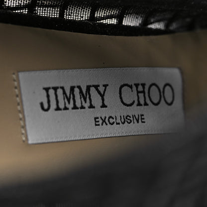 Jimmy Choo Glitter Checker Board Mesh Crystal Embellished Bing 100 Boots 37.5 Black 7 of 7