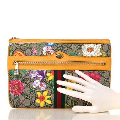 Gucci GG Supreme Monogram Flora Large Ophidia Pouch Clutch Beige Multicolor Crop 2 of 11