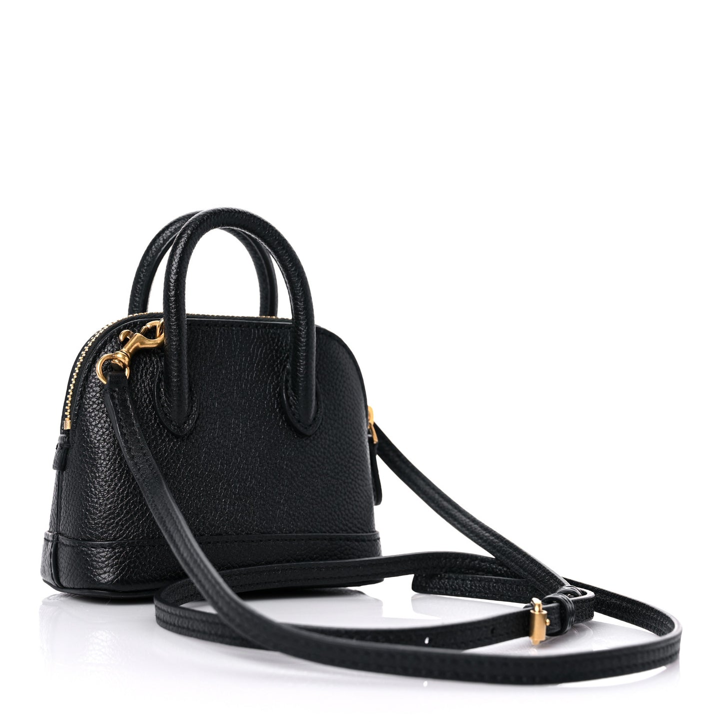 Grained Calfskin Logo Mini Ville Top Handle Bag Black White