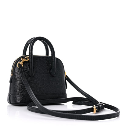 Balenciaga Grained Calfskin Logo Mini Ville Top Handle Bag Black White 2 of 11