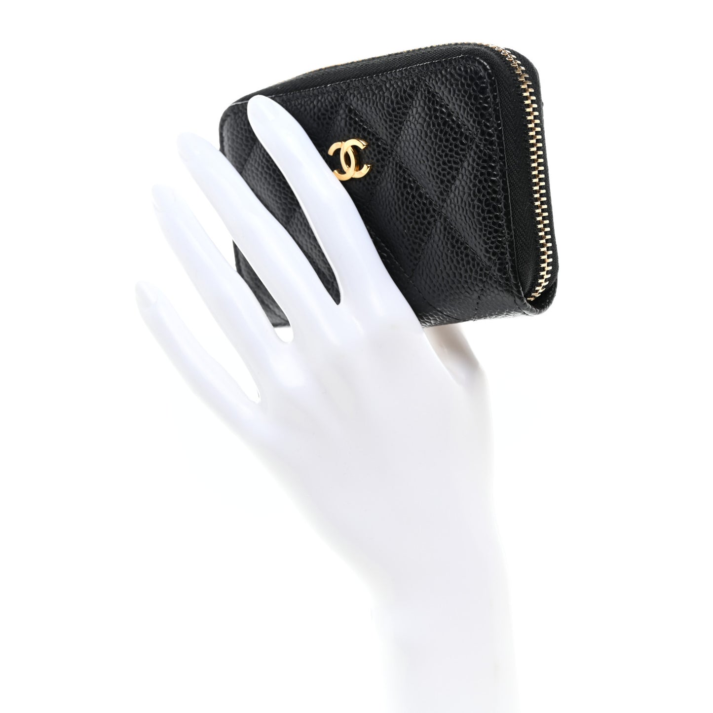 Caviar Quilted Zip Coin Purse Black