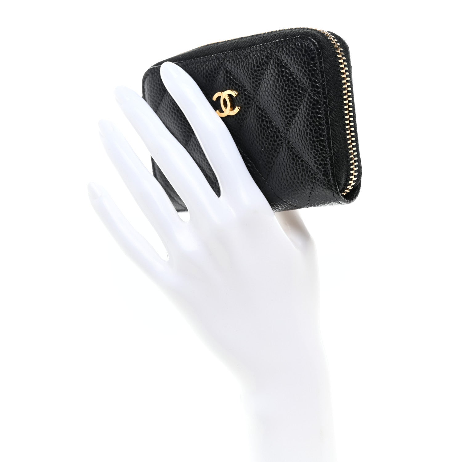 Chanel Caviar Quilted Zip Coin Purse Black 2 of 8