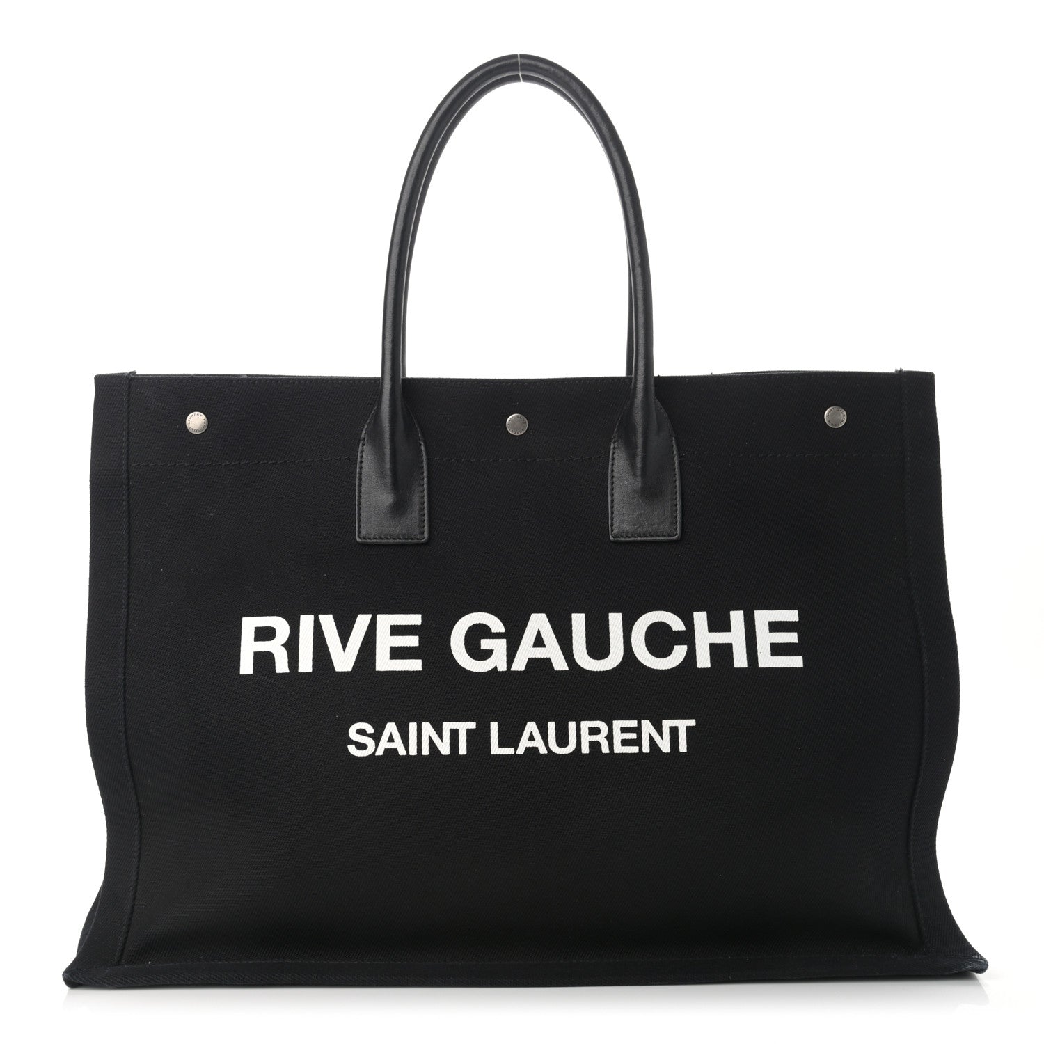 Saint Laurent Linen Calfskin Rive Gauche Tote Black 1 of 13