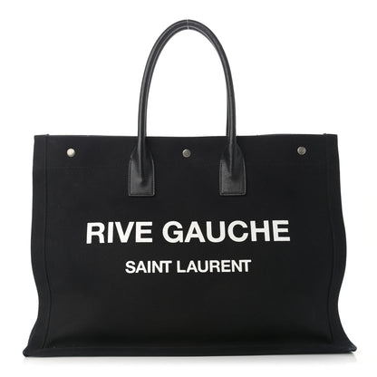 Saint Laurent Linen Calfskin Rive Gauche Tote Black 1 of 13