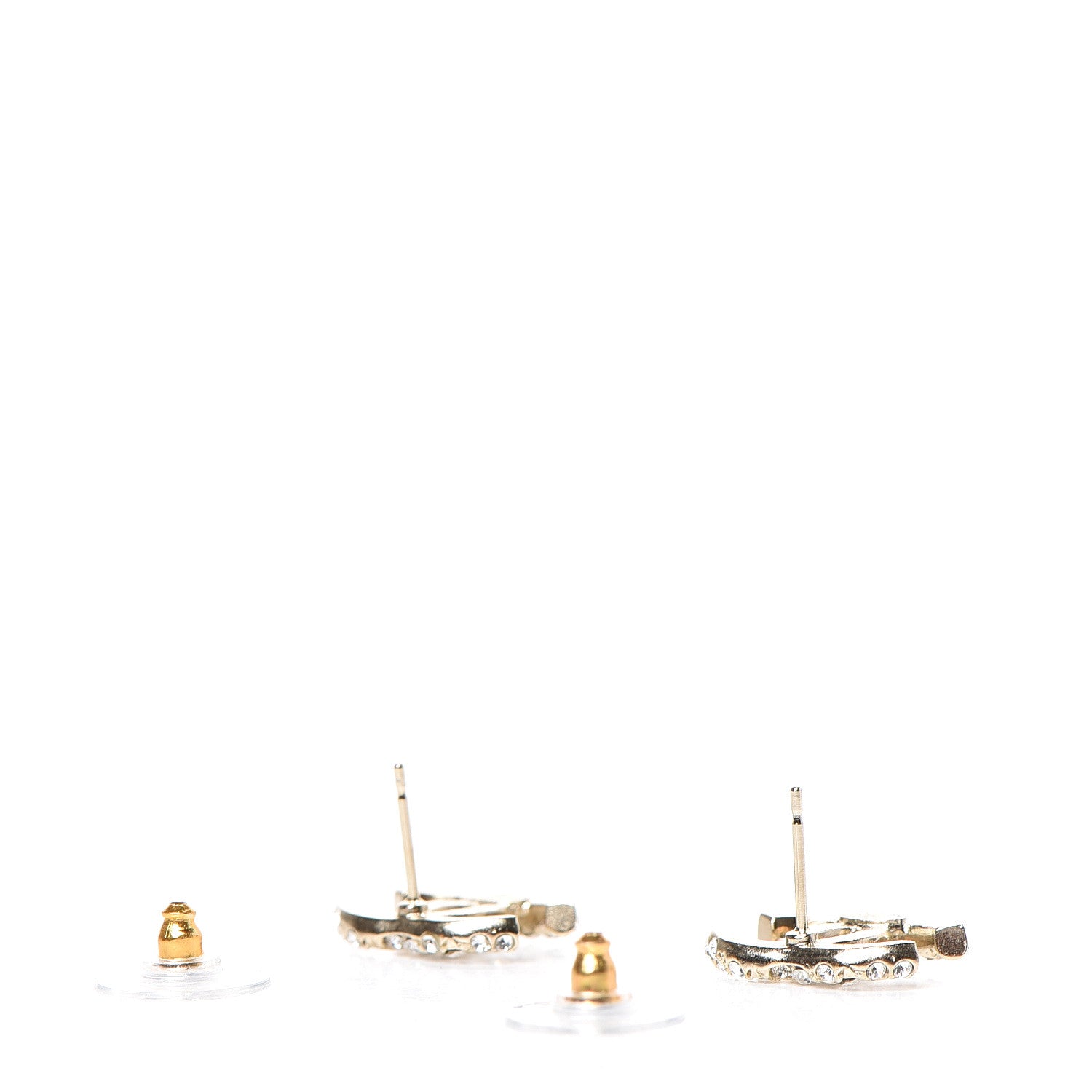 Chanel Crystal CC Earrings Gold 3 of 6