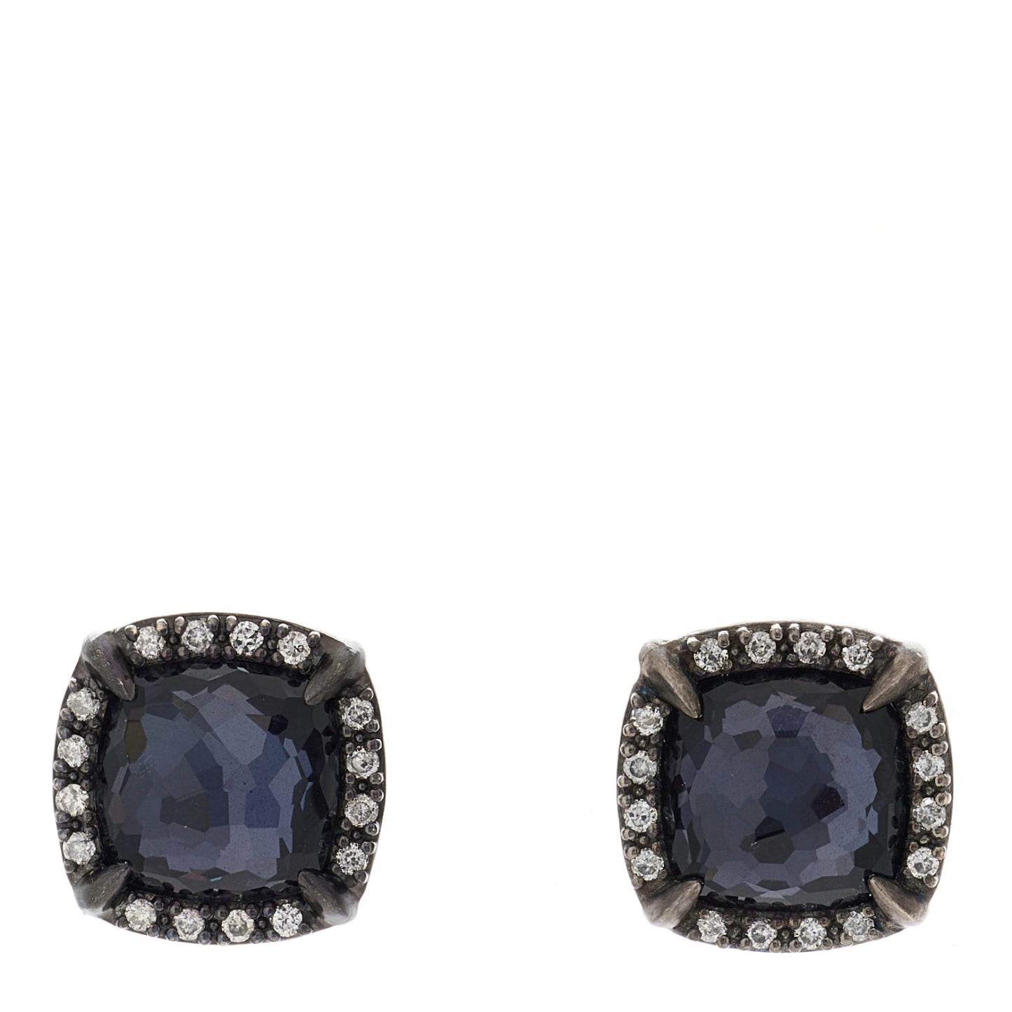 Sterling Silver Diamond Black Orchid 9mm Chatelaine Bezel Earrings
