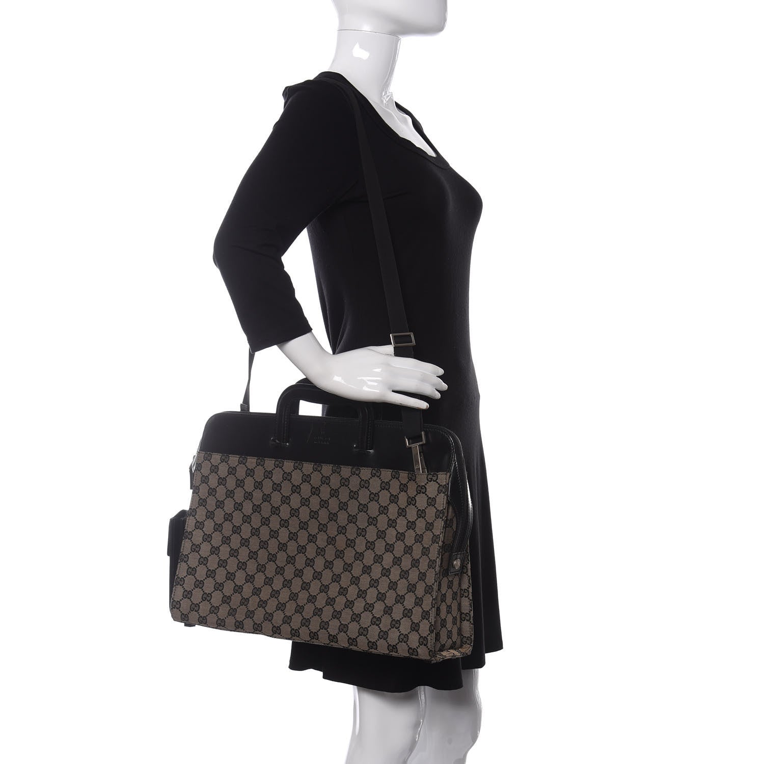 Gucci Monogram Briefcase Black 2 of 15