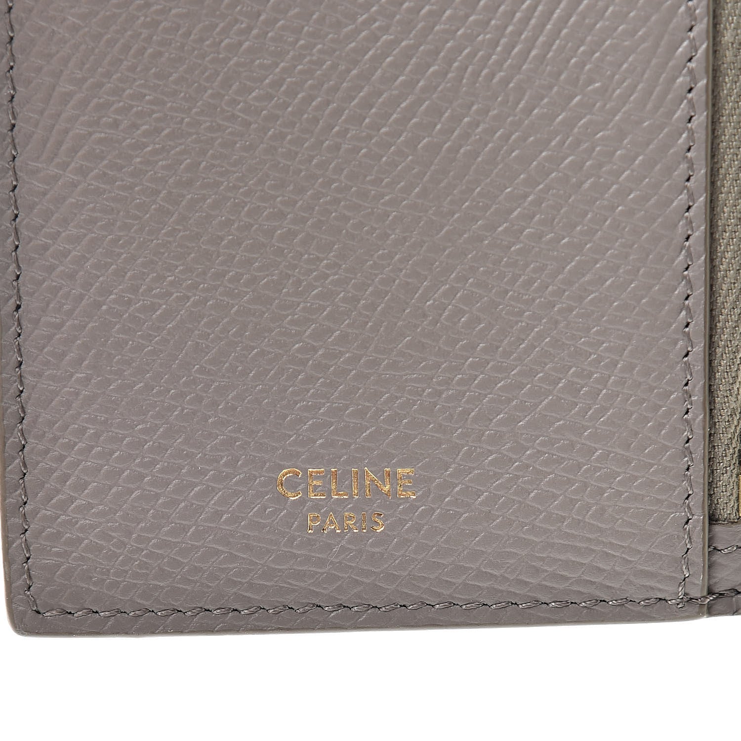 Celine Grained Calfskin Zipped Card Holder Pebble 6 of 10
