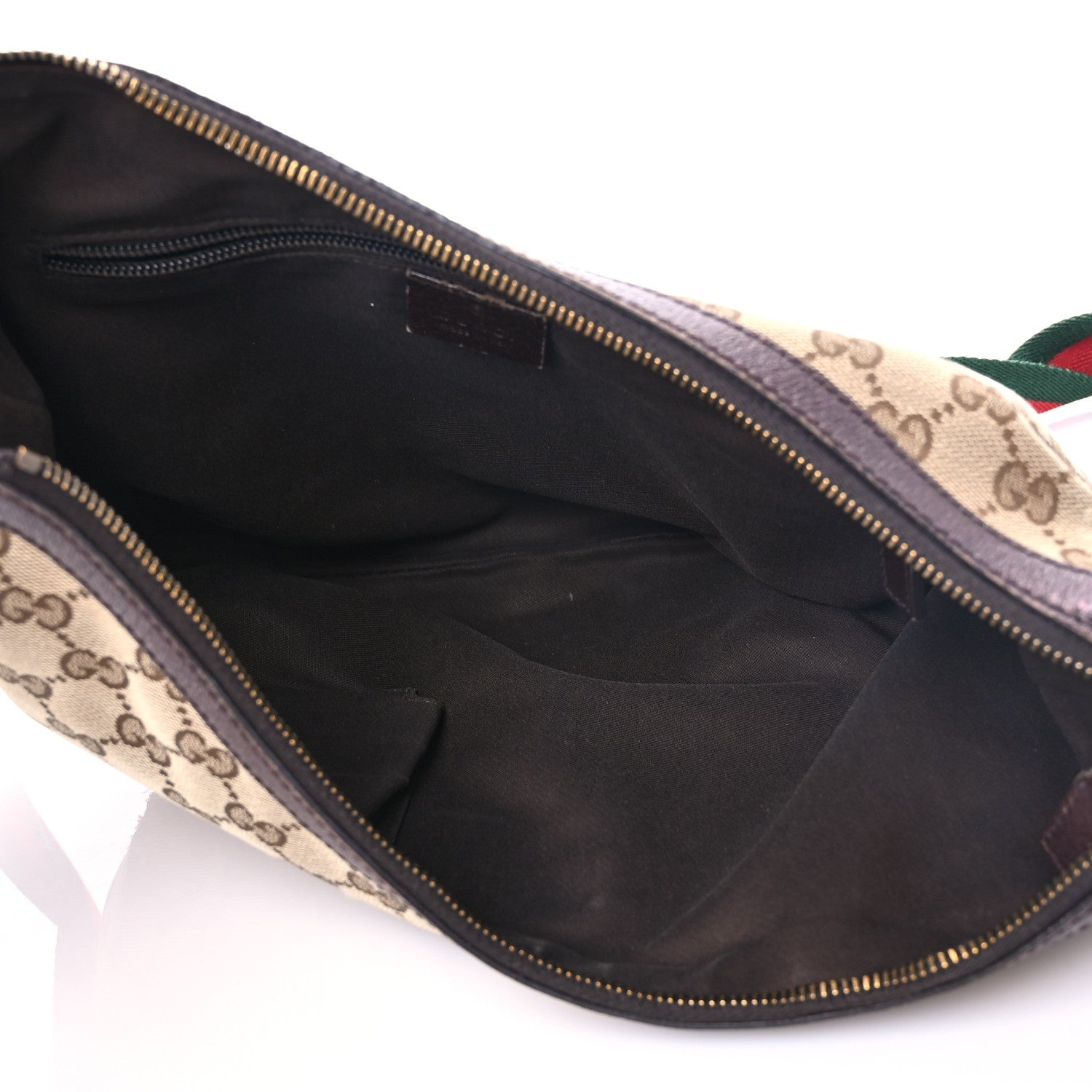 Gucci Monogram Web Medium Half Moon Hobo Dark Brown 4 of 14