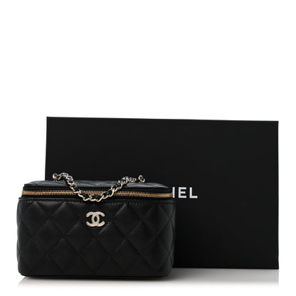 Chanel Caviar Quilted Crystal CC Logo Vanity Case With Chain Black 12 of 12