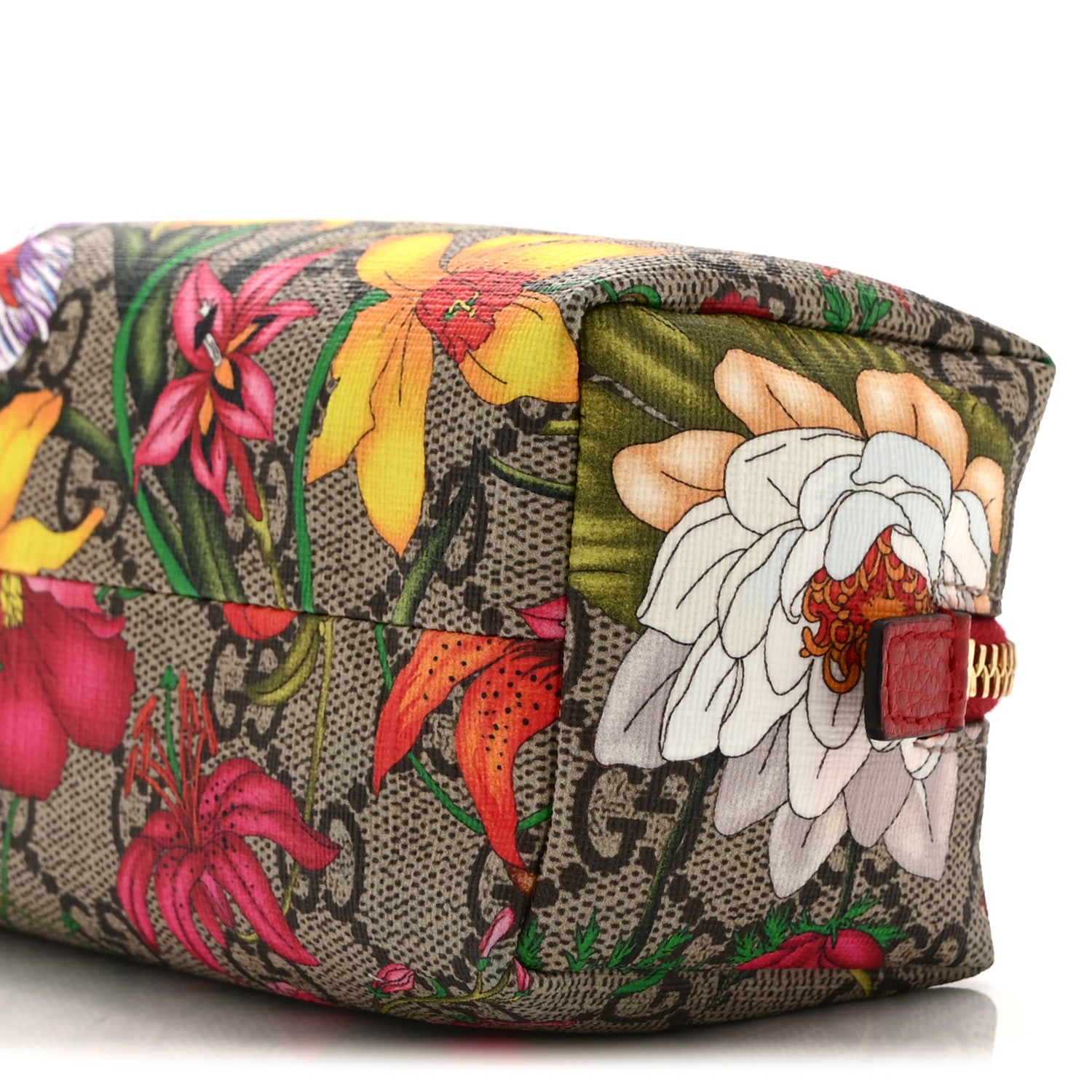 Gucci Soft GG Supreme Monogram Flora Calfskin Small Ophidia Cosmetic Case Beige Ebony Multicolor Rosso 10 of 11
