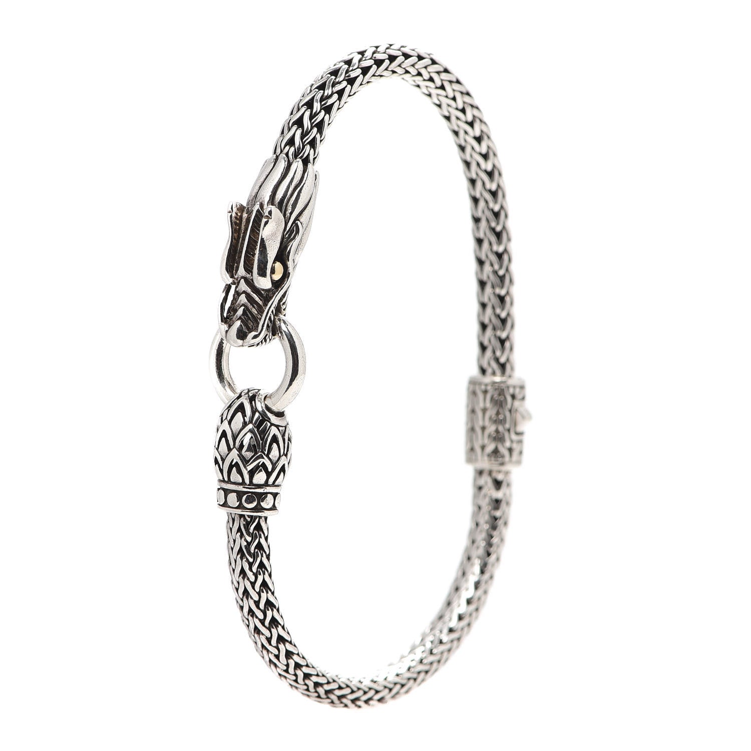 John Hardy Sterling Silver 18K Yellow Gold 5mm Naga Dragon Station Bracelet 1 of 6