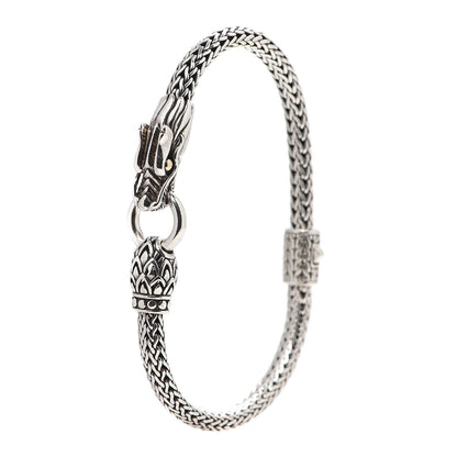 John Hardy Sterling Silver 18K Yellow Gold 5mm Naga Dragon Station Bracelet 1 of 6