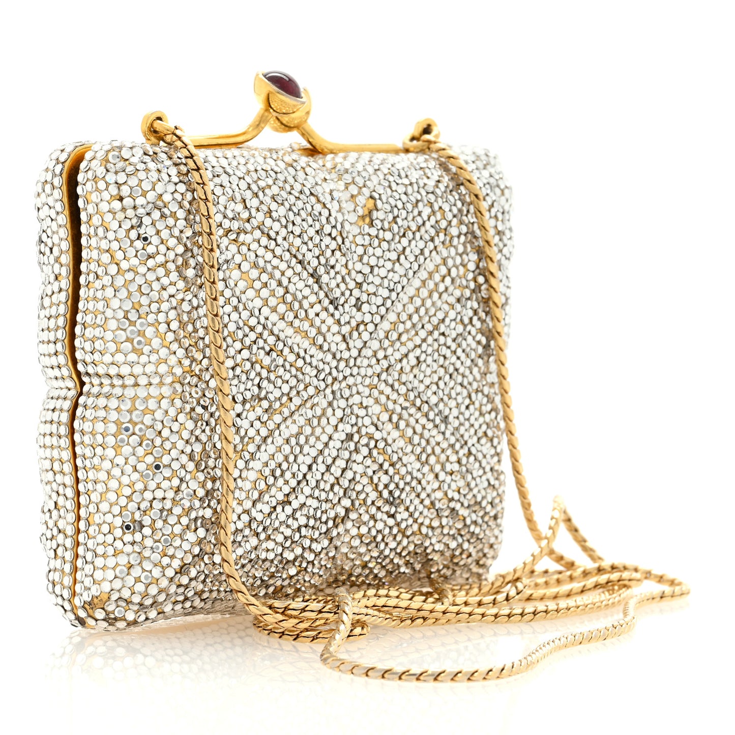 Swarovski Crystal Minaudiere Clutch Gold Silver