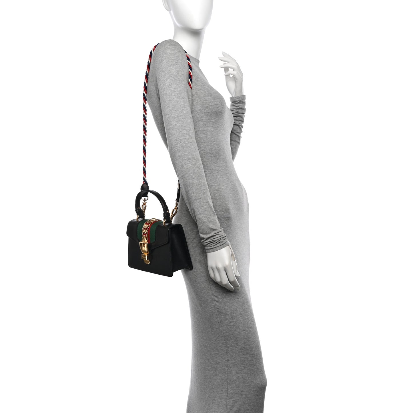 Calfskin Mini Sylvie Top Handle Bag Black