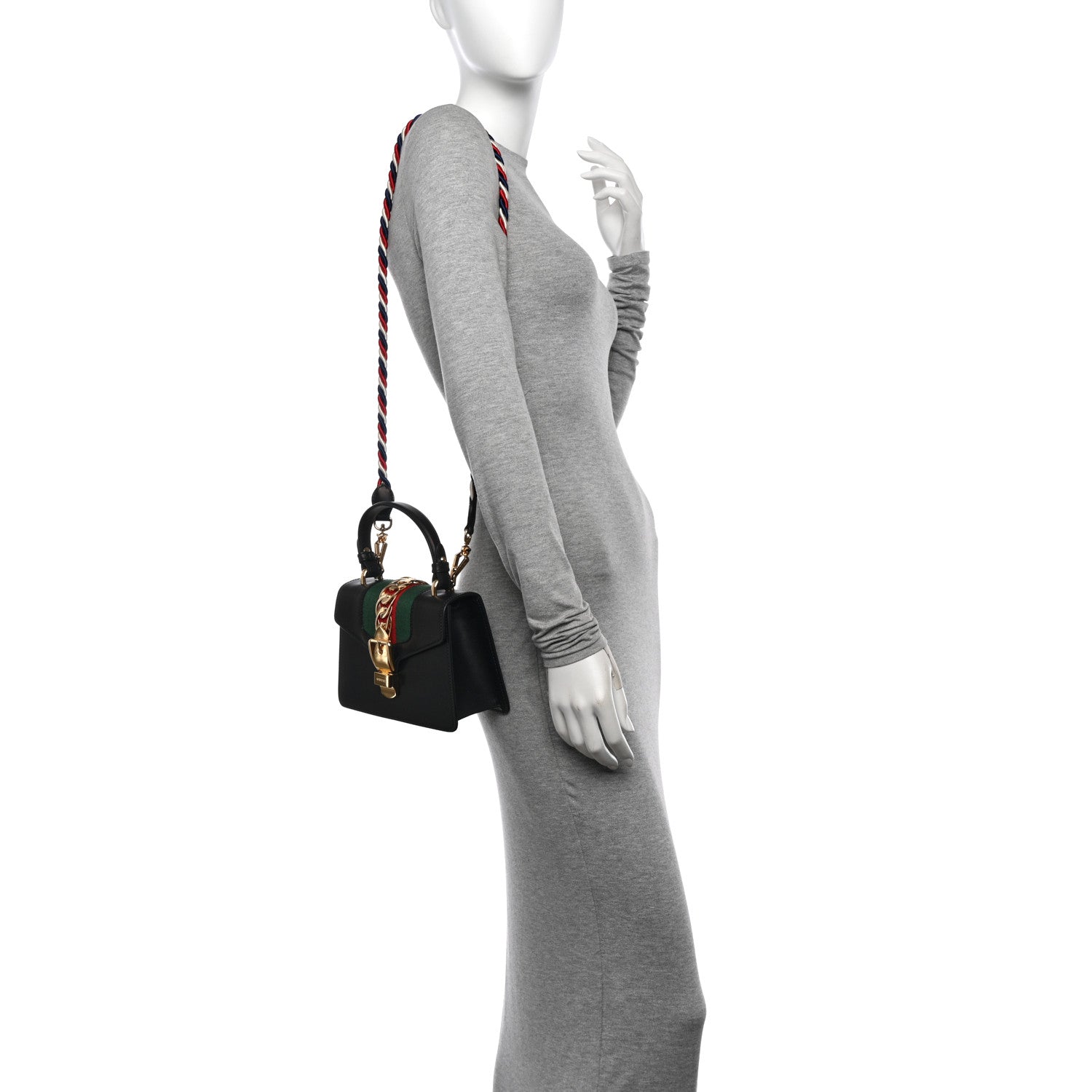 Gucci Calfskin Mini Sylvie Top Handle Bag Black 2 of 10