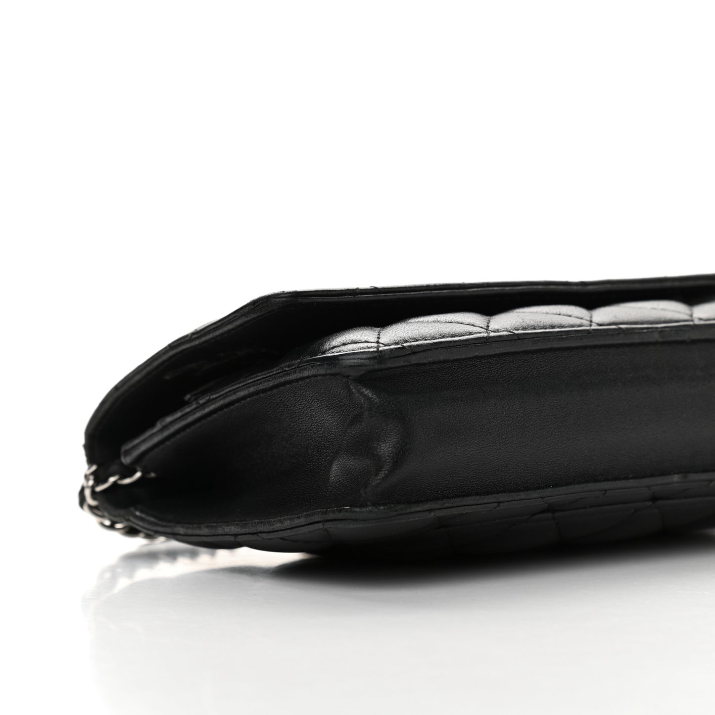 Lambskin Quilted Wallet On Chain WOC Black