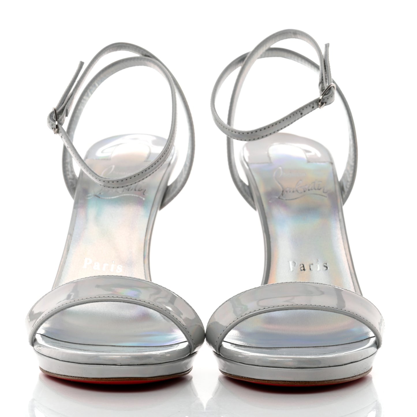 Metallic Patent Psychic Loubi Queen 120 Pumps 36 Bianco