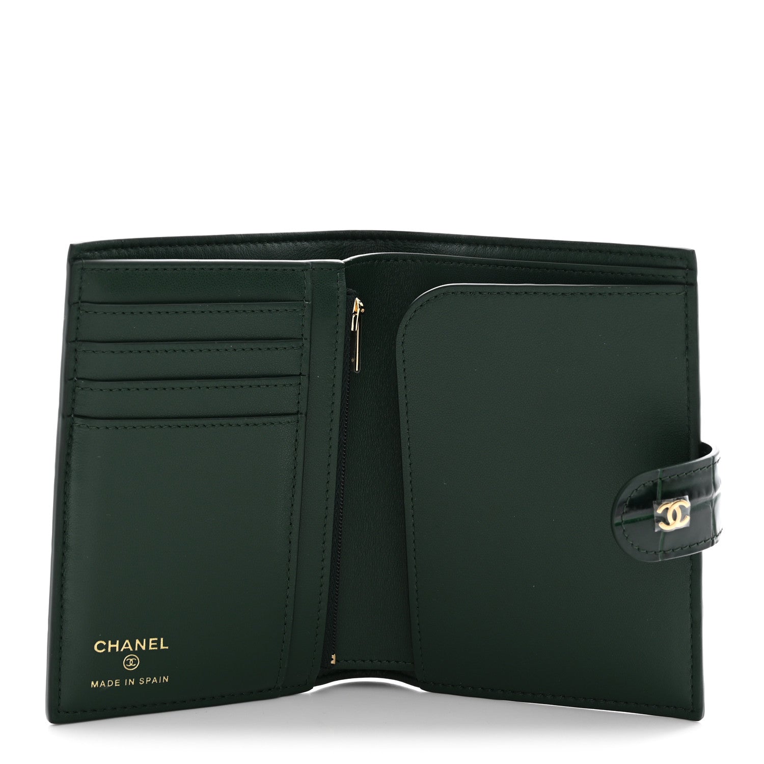 Chanel Calfskin Crocodile Embossed Crococo Passport Holder Emerald 5 of 8