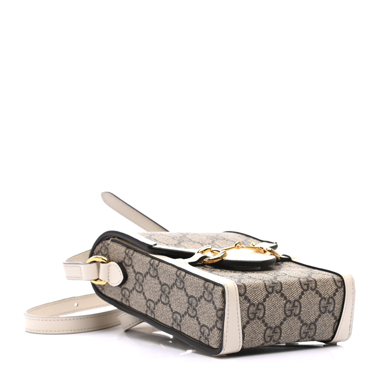 GG Supreme Monogram Azalea Calfskin Mini Horsebit 1955 Crossbody Bag Beige Ebony Mystic White