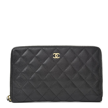 Chanel Caviar Quilted Large Zip Around Organizer Wallet Black 1 of 15